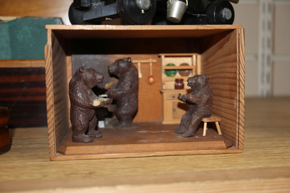 Five assorted boxes including treen, napkin rings, etc.